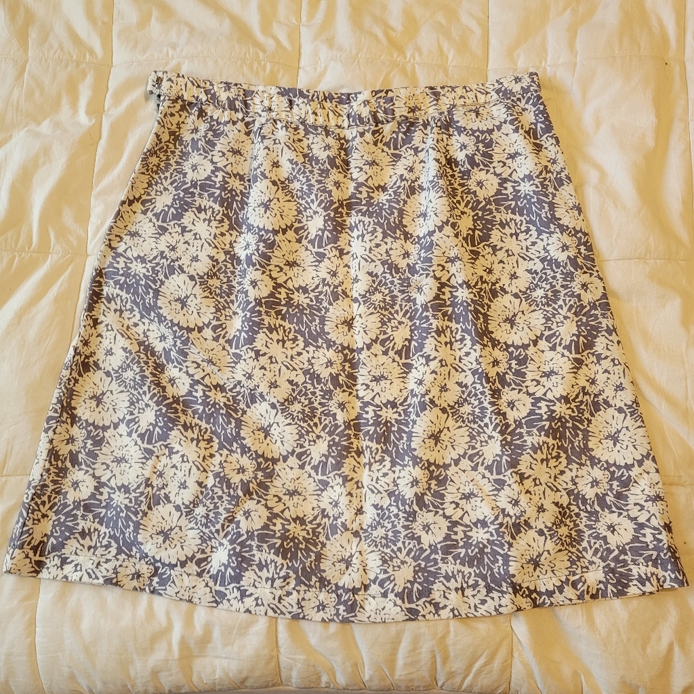 L.L Bean womans classic fit A-line linen & cotton blend floral skirt size large - Picture 14 of 14